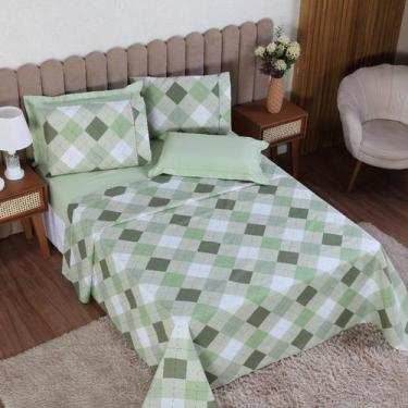 Imagem de Jogo Cama Casal 3P Lençol Sem Elástico + Fronha 100% Algodão - Ametist