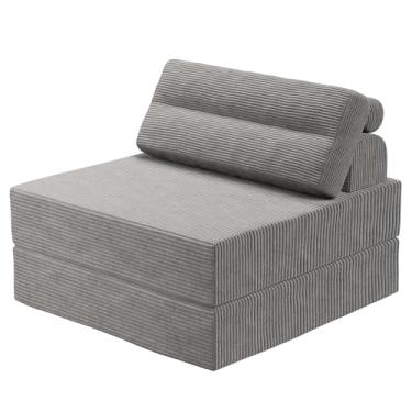 Imagem de MeMoreCool Sofá cama conversível cadeira dobrável, cadeira de dormir sem ossos com travesseiro, sofá dobrável, espreguiçadeira futon de chão preguiçoso para hóspedes pequenos espaços, colchão dobrável