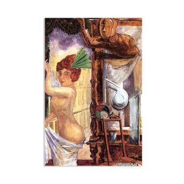 Imagem de SDYJ6GSW Otto Dix Quadro de arte de parede em tela com espelho, pôsteres e impressões famosas reproduções de pinturas a óleo giclée imagens de arte para decoração de sala de estar 120 x 80 cm (47 x 31