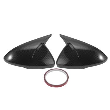 Imagem de X AUTOHAUX Par de tampa do espelho do lado do passageiro do motorista do carro com sobreposição de fibra de carbono preta para Chevrolet Cruze 2017-2019 Capas de proteção de espelho acabamentos