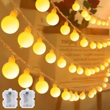 Imagem de Luzes de corda operadas por bateria KNONEW 20m 60 LED Warm White