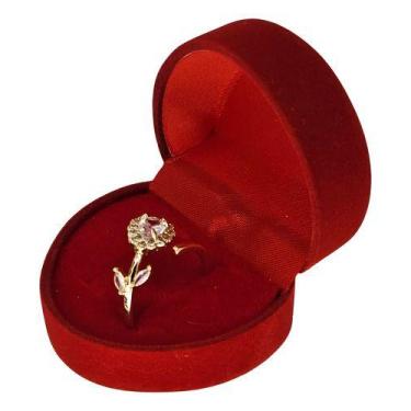 Imagem de Anel Feminino Flor Ouro Regulável Cravejado + Caixa Presente - Bellavi