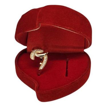 Imagem de Anel Luxo Entrelacado Ouro 18k Feminino C/ Caixa Vermelha - Bellavie, 