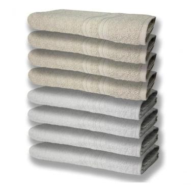 Imagem de 8 Toalhas Grande Felpudas E Grossa 80x150 4 Branco 4 Bege