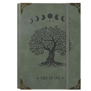 Imagem de TIEFOSSI A5 Pasta de 6 anéis para mulher e homem, diário de couro PU com tampa dura, diários árvore vintage, caderno retificado para a escola, agenda, viagens, trabalho, organizador