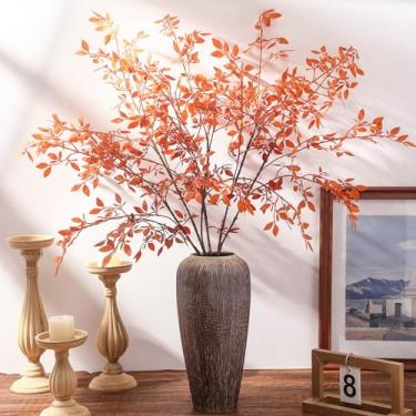 Imagem de Giegxin 6 ramos de folhas de plantas artificiais, 41 hastes artificiais de nandina, caules de folhas de bambu artificiais, para vasos, ramos falsos de nandina, arbustos, plantas, galhos de ficus, para