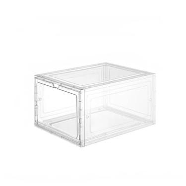Imagem de Caixa Organizadora De Sapato Armazenamento Transparente Empilhável à Prova de Poeira e Humidade Com Tampa Acrílico(4 unidades)