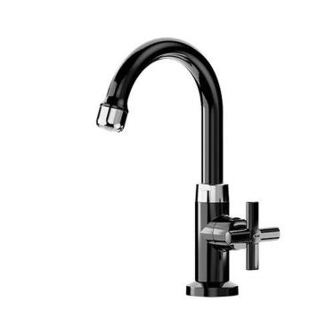 Imagem de Torneira Lavatório Bica Alta Lume Preto 1/2 Com Redutor De Vazão - Blukit