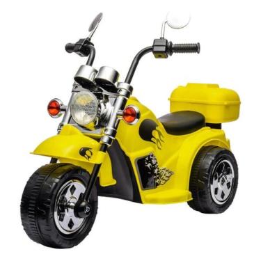 Imagem de Mini Moto Triciclo Elétrico Infantil Harley Davidson Amarelo - Zippy