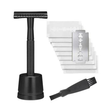 Imagem de Navalha De Segurança Masculina Com Cabo De Latão E 5 Lâminas De Borda 