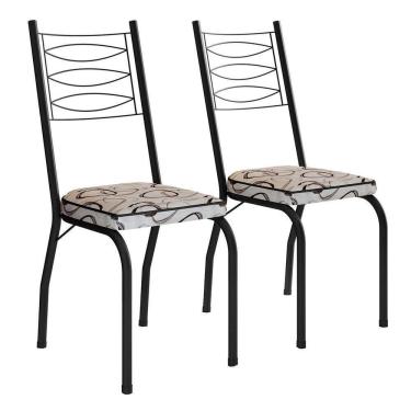 Imagem de Kit 2 Cadeiras Aço Carbono Tubular Metálica Acabamento D-25 Luana Preto-cedro