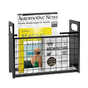Imagem de Cedwnuer Porta-Revistas Cedwnuer, Suporte Para Mesa E Escritório Doméstico, Organizador Decorativo De Livros, Cesta, Arquivo Fazenda, Revistas, Jornais, Tablets, Preto