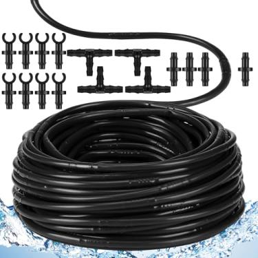 Imagem de Innconee Tubo emissor de 30,5 m 1/4 espaçamento de 16 polegadas com 16 peças de irrigação por gotejamento tubulação hidropônica linha de gotejamento para irrigação eficiente canteiros elevados jardins