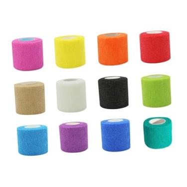 Imagem de Kokiya 12 peças bandagem coesiva autoadesiva, elástica, fácil de rasgar, atlética, bandagem para veterinários, para polegar, pulso e tornozelo, 7.5cm