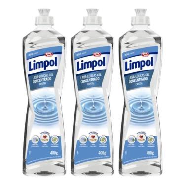 Imagem de Kit 3 Detergente Limpol Gel Concentrado Cristal 400ml Alto Rendimento