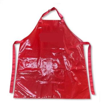 Imagem de Avental Plástico Banho e tosa Cozinha Lavanderia Impermeável Vermelho 