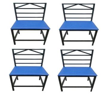 Imagem de Kit 4 Cadeiras Reforçada Para Cozinha e Sala Moderna Jantar Azul