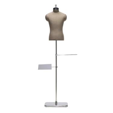 Imagem de Manequim masculino com cabideiro para calças e apoio para sapatos, altura ajustável de 61 a 85 polegadas, base removível, cabideiro para exposição de roupas(Brown silver)