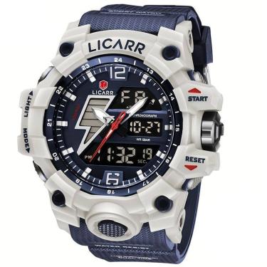 Imagem de Relógio Esportivo Masculino com Cronógrafo Analógico/Digital Duplo Display, 50m à Prova D`agua