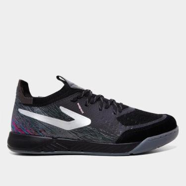 Imagem de Chuteira Futsal Topper Dominator Fuse II Unissex, Preto, Prata, 43