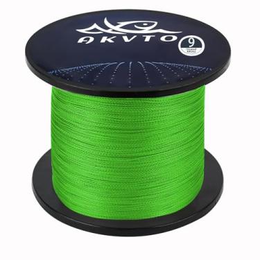 Imagem de AKVTO Linha de pesca trançada, 9 fios, 500 jardas, alta sensibilidade, resistente à abrasão (verde fluorescente, 0,40 mm/36,3 kg)