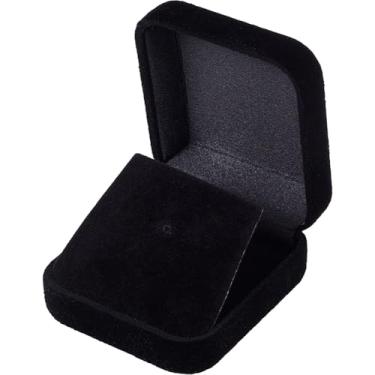 Imagem de SUNNYCLUE Caixa de colar de veludo preto, caixa de joias de 5 cm, pequena, única, para viagem, quadrado, suporte de pingente, organizador para armazenamento de joias, brincos, anéis, presentes de
