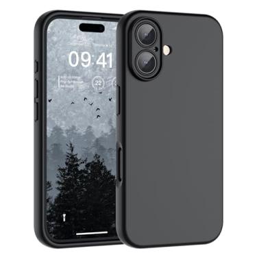 Imagem de SUPFINE Capa projetada para iPhone 16 Plus, silicone líquido premium com forro de microfibra macio antiarranhões [proteção de câmera atualizada] Capa protetora fina à prova de choque para homens