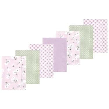 Imagem de Luvable Friends Hudson Baby Conjunto de 7 panos de flanela para arrotos, Roxo floral, 14x20 inches
