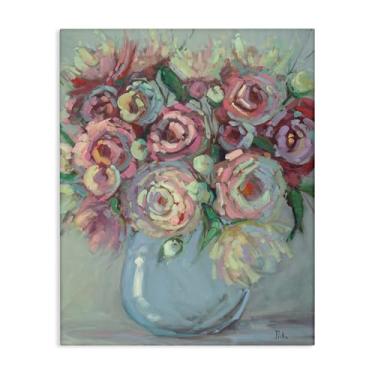 Imagem de Stupell Industries Design de arte de parede em tela buquê de vaso azul peônia por Vanessa Piche, 76 x 61 cm