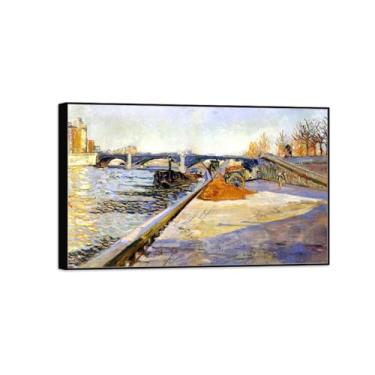 Imagem de BMZFYBS Famosa pintura de arte de parede em tela para decoração de casa - cais - pôster e impressões de moldura preta para sala de estar 50 x 80 cm 20 x 31 pol