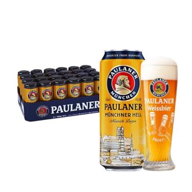 Imagem de Kit 24 Cervejas Alemãs Paulaner Munchner Hell Lata 500ml + Copo Prost