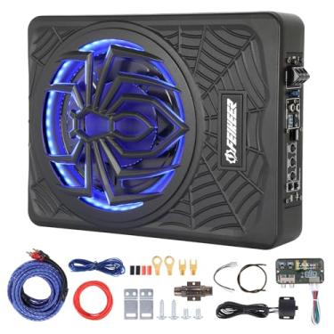 Imagem de Feikeer Pacote de subwoofer e amplificador de 25,4 cm 1200W com iluminação LED multicolorida, aprimoramento de graves profundos. Subwoofer de carro sob o assento para uma experiência de condução