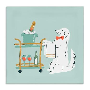 Imagem de Stupell Industries Design de arte de parede em tela de carrinho de bebida para cães por Krissy Mast, 43 x 43 cm