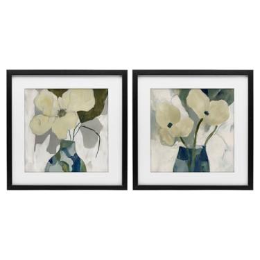 Imagem de Stupell Industries Simple Petals Boho 2 peças impressão emoldurada preta sob vidro conjunto design por Elara Yasna, 40,6 x 40,6 cm