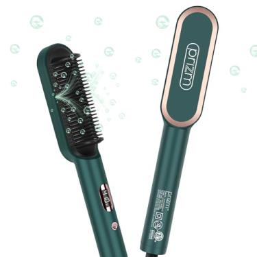 Imagem de Prizm Escova alisadora de cabelo, aquecimento rápido dos anos 20, escova de alisamento de íons negativos com menos frizz, 4 configurações de temperatura e tela de LED, design antiqueimadura, presente