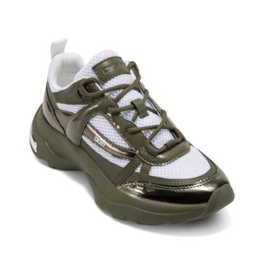 Imagem de DKNY Tênis esportivo feminino Juna Everyday com cadarço e plataforma, Branco/Verde, 40