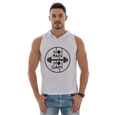 Imagem de Camiseta Regata De Academia Com Capuz Leve E Confortavel No Pain No Ga