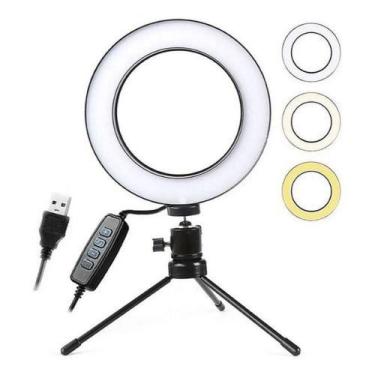 Imagem de Ring Light Selfie Anel com Mini Tripe Led 8 Polegadas 20 Centimetros -