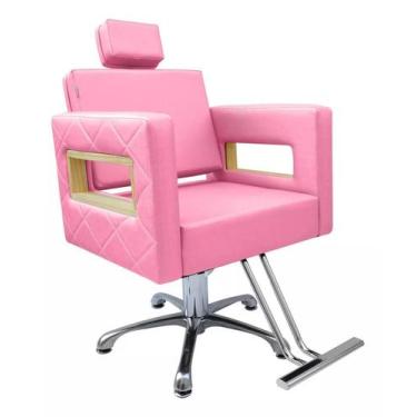 Imagem de Cadeira Poltrona Hidráulica Berlin Fixa Estofado Rosa Claro - moveis e