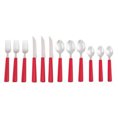 Imagem de Kit 12 Peças Faqueiro Talheres Inox Riviera Brinox Vermelho