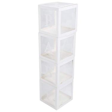 Imagem de Caixa de decoração de balão transparente de 4pcs com cartas de amor, estação de exibição de 30x30x30cm para decoração de casamento no chá de bebê (bebê)