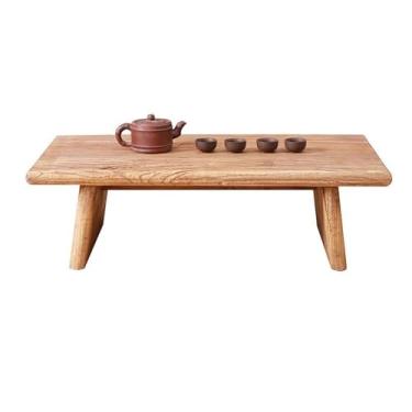 Imagem de YANIR-137 Mesa baixa de madeira maciça tatami mesa de chá japonesa mesa de chá pequena mesa de chá janela mesa de centro para sala de estar, janela de sacada (100 * 50 * 30 cm)