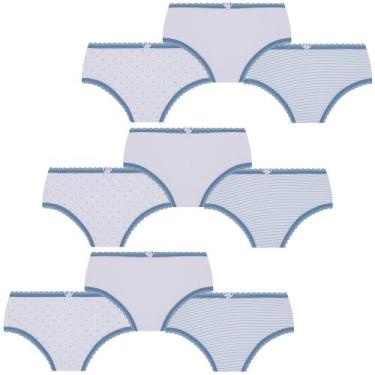 Imagem de Kit Com 9 Calcinhas Lobinha Infantil Kids Algodão Lupo, M, Azul