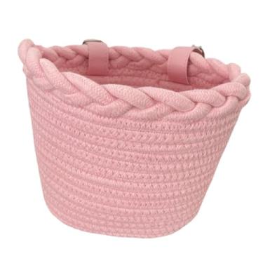 Imagem de menolana Cesta de bicicleta infantil, cesta frontal para guidão de bicicleta, suporte de carga, decoração, acessórios, cesto leve para bicicleta, armazenamento, Rosa