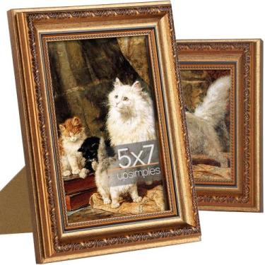 Imagem de Porta-retratos upsimple vintage 5x7 com vidro real, pacote com 2 - ups