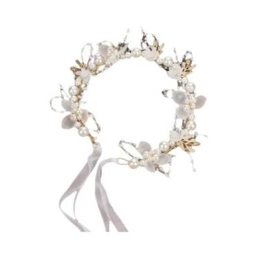 Imagem de Tiara De Pérolas Com Flores Para Meninas, Acessório De Cabelo Romântic