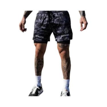 Imagem de Shorts Masculino 2 em 1 para Academia e Corrida - Secagem Rápida e Res