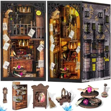 Imagem de DIY Book Nook Kit, 3D Wooden Puzzle Miniature Booknook Bookend Bookshelf Decor with LED Light, Dust Cover, Book Nook Kits for Adults Teen (Magic Wand Shop)