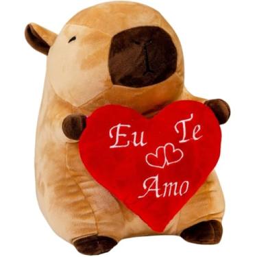 Imagem de Capivara Com Coração De Pelúcia Namorados Romantico Kawaii Gigante Grande Macia Igual Foto Feito No Brasil Antialérgica Ideal Para Presente Festa Realista Feminino Masculino Brinquedo Surpresa