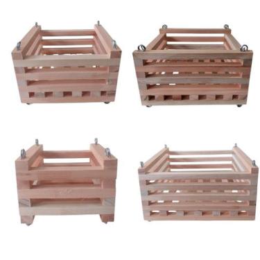 Imagem de Kit 4 Cachepô De Madeira Quadrado GG,G,M,P Orquídeas Plantas - Orquifl